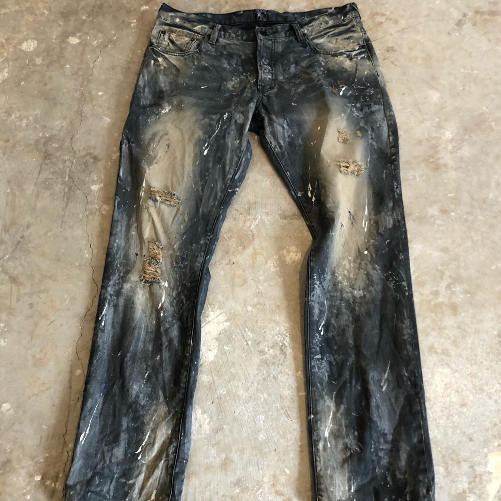 PRPS Barracuda Men Jeans Regular Size 36 Distressed Paint Splatter
